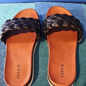 Torrid Black and Brown Braided Sandals